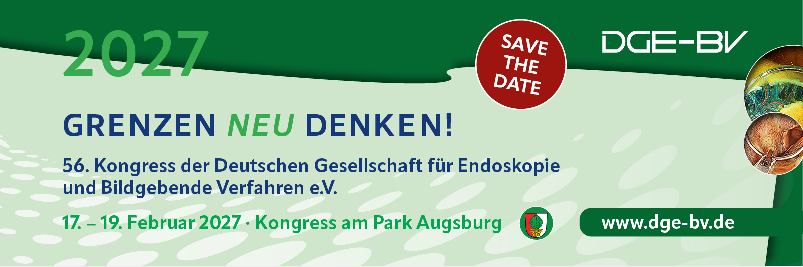 56. Kongress der Deutschen Gesellschaft für Endoskopie und Bildgebende Verfahren e.V., 17. – 19. Februar 2027, Kongress am Park Augsburg | ©COCS GmbH 56. Kongress der Deutschen Gesellschaft für Endoskopie und Bildgebende Verfahren e.V., 17. – 19. Februar 2027, Kongress am Park Augsburg | ©COCS GmbH